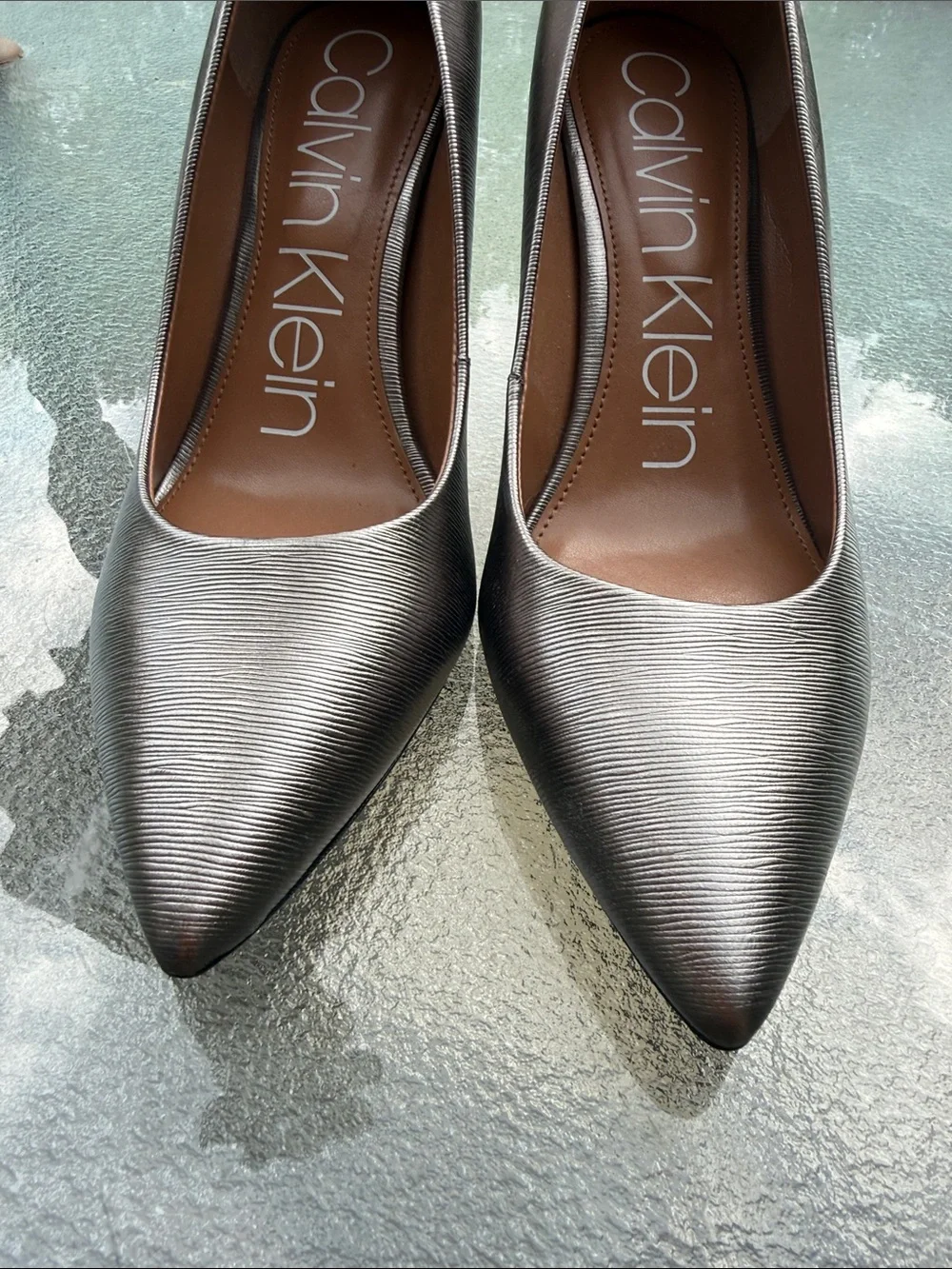 Calvin Klein Metallic Silver Pointed Pumps - never worn!!!